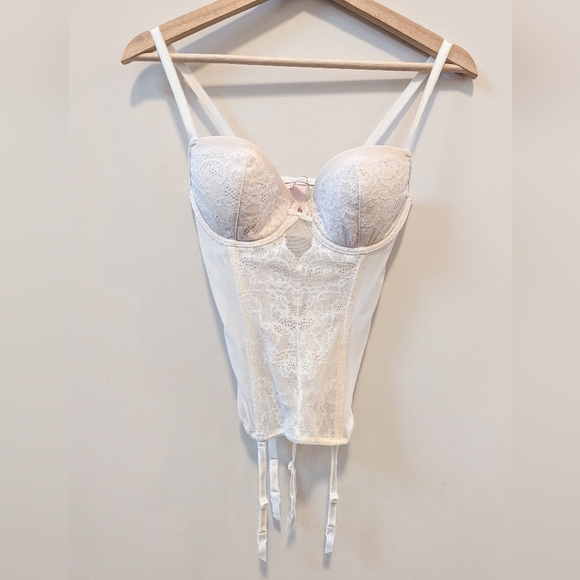 Victoria's Secret Other - Victoria's Secret‎ Sheer Ivory Lace Corset Bustier Bridal Coquette